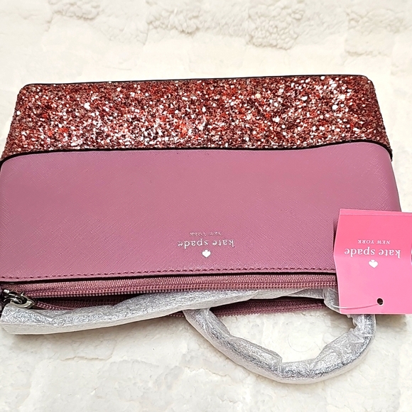 Kate Spade Ramey Pink Glitter Purse Crossbody Shoulder Bag Elegant - Picture 9 of 9